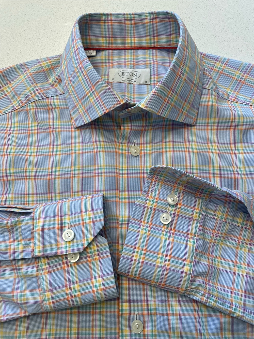 Eton - all cotton plaid dress shirt Size 38 (15”neck)